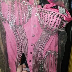 akira hot pink romper bodysuit shorts